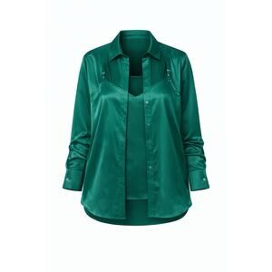 Lane Bryant 2-Piece Emerald Green No-Peek Blouse & Cami Set Size 24 NWT